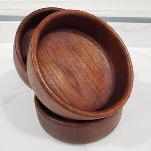 VTG Set of 3 MCM Norleans Teak Wood 6" Salad Bowls Decor Organization Thailand
